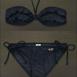 Hollister Ruffled Navy Blue Bikini